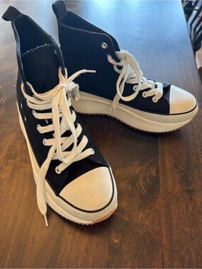 Madden Girl Black High-Top Platform Sneakers with White Trim